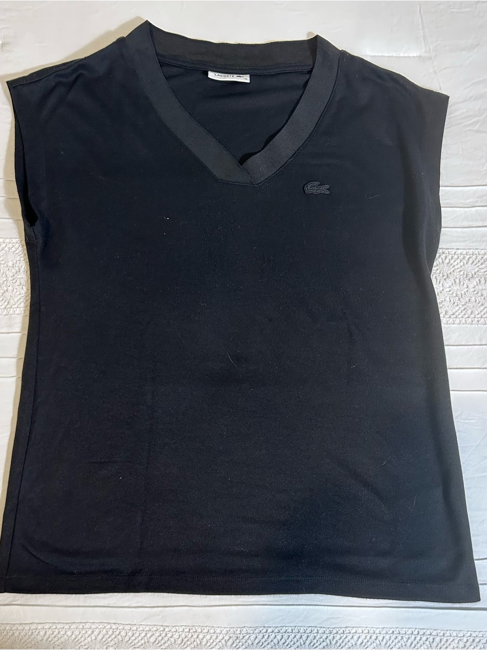 Lacoste Black V-Neck Sleeveless Tank Top size 38 (M) NWOT